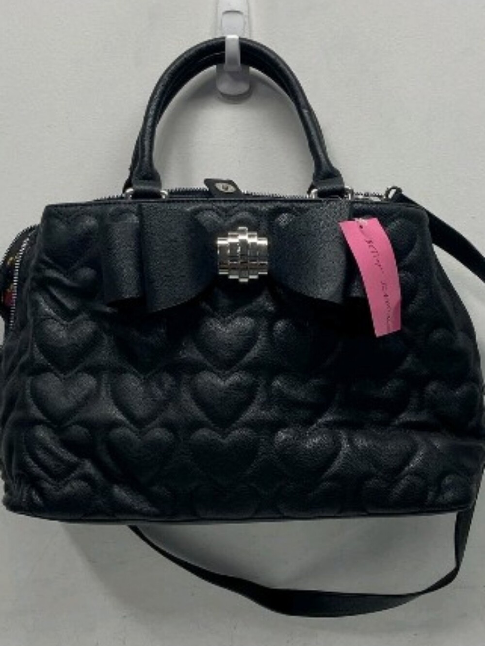 Betsy Johnson-Quilted " Heart & Bow" Satchel-Crossbody Bag (Black 🖤) 15x10x6.5